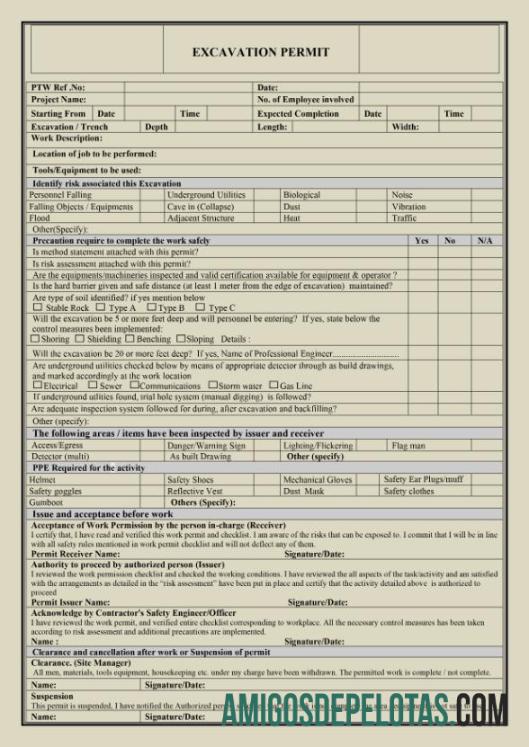 Autorização de Trabalho de Escavação modelo
